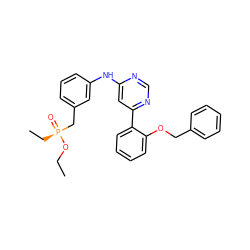 CCO[P@@](=O)(CC)Cc1cccc(Nc2cc(-c3ccccc3OCc3ccccc3)ncn2)c1 ZINC000169346871