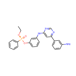 CCO[P@@](=O)(Oc1cccc(Nc2cc(-c3cccc(N)c3)ncn2)c1)c1ccccc1 ZINC000169342878