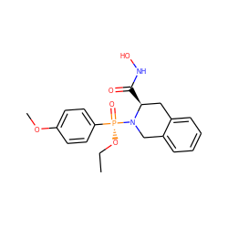 CCO[P@@](=O)(c1ccc(OC)cc1)N1Cc2ccccc2C[C@@H]1C(=O)NO ZINC000013438427