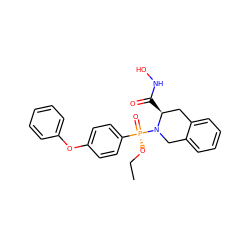 CCO[P@@](=O)(c1ccc(Oc2ccccc2)cc1)N1Cc2ccccc2C[C@@H]1C(=O)NO ZINC000013472494