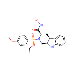 CCO[P@](=O)(c1ccc(OC)cc1)N1C[C@@H]2Nc3ccccc3[C@@H]2C[C@@H]1C(=O)NO ZINC000028472434