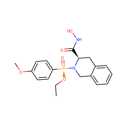 CCO[P@](=O)(c1ccc(OC)cc1)N1Cc2ccccc2C[C@@H]1C(=O)NO ZINC000013438423