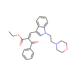 CCOC(=O)/C(=C/c1cn(CCN2CCOCC2)c2ccccc12)C(=O)c1ccccc1 ZINC000072123257