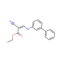 CCOC(=O)/C(C#N)=C\Nc1cccc(-c2ccccc2)c1 ZINC000014956348