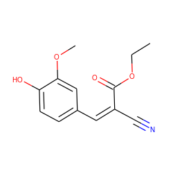 CCOC(=O)/C(C#N)=C\c1ccc(O)c(OC)c1 ZINC000005178498
