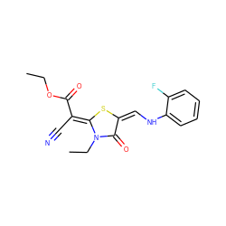 CCOC(=O)/C(C#N)=c1\s/c(=C/Nc2ccccc2F)c(=O)n1CC ZINC000101204585