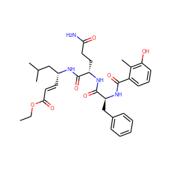 CCOC(=O)/C=C/[C@H](CC(C)C)NC(=O)[C@H](CCC(N)=O)NC(=O)[C@H](Cc1ccccc1)NC(=O)c1cccc(O)c1C ZINC000036184899