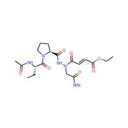 CCOC(=O)/C=C/C(=O)N(CC(N)=O)NC(=O)[C@@H]1CCCN1C(=O)[C@H](CC)NC(C)=O ZINC000082155281