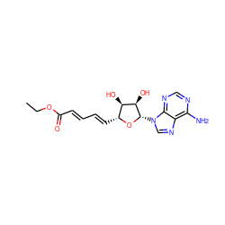 CCOC(=O)/C=C/C=C/[C@H]1O[C@@H](n2cnc3c(N)ncnc32)[C@H](O)[C@@H]1O ZINC000013558750