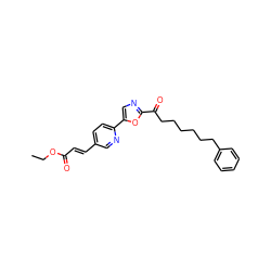 CCOC(=O)/C=C/c1ccc(-c2cnc(C(=O)CCCCCCc3ccccc3)o2)nc1 ZINC000103239634