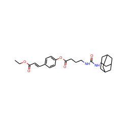 CCOC(=O)/C=C/c1ccc(OC(=O)CCCNC(=O)NC23CC4CC(CC(C4)C2)C3)cc1 ZINC000013560477