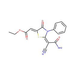 CCOC(=O)/C=c1\s/c(=C(\C#N)C(N)=O)n(-c2ccccc2)c1=O ZINC000013142896