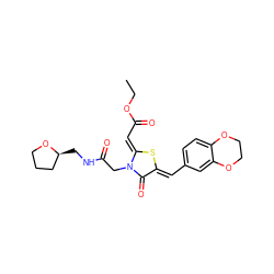 CCOC(=O)/C=c1\s/c(=C\c2ccc3c(c2)OCCO3)c(=O)n1CC(=O)NC[C@H]1CCCO1 ZINC000006498403