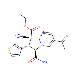 CCOC(=O)[C@@]1(C#N)[C@@H](c2ccsc2)[C@H](C(N)=O)N2C=C(C(C)=O)C=C[C@H]21 ZINC000004339187