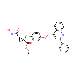 CCOC(=O)[C@@]1(Cc2ccc(OCc3cc(-c4ccccc4)nc4ccccc34)cc2)C[C@@H]1C(=O)NO ZINC000040953995