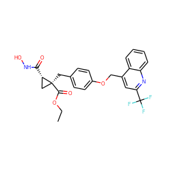 CCOC(=O)[C@@]1(Cc2ccc(OCc3cc(C(F)(F)F)nc4ccccc34)cc2)C[C@@H]1C(=O)NO ZINC000040972657