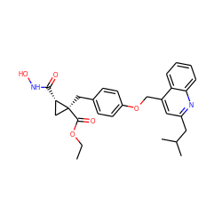 CCOC(=O)[C@@]1(Cc2ccc(OCc3cc(CC(C)C)nc4ccccc34)cc2)C[C@@H]1C(=O)NO ZINC000040431100