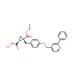 CCOC(=O)[C@@]1(Cc2ccc(OCc3ccnc(-c4ccccc4)c3)cc2)C[C@@H]1C(=O)NO ZINC000040428731