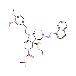 CCOC(=O)[C@@]12CN(C(=O)OC(C)(C)C)CC=C1N(CCc1ccc(OC)c(OC)c1)C(=O)[C@H]2CC(=O)NCc1cccc2ccccc12 ZINC000222921699