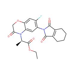 CCOC(=O)[C@@H](C)N1C(=O)COc2cc(F)c(N3C(=O)C4=C(CCCC4)C3=O)cc21 ZINC000045299906