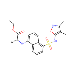 CCOC(=O)[C@@H](C)Nc1cccc2c(S(=O)(=O)Nc3onc(C)c3C)cccc12 ZINC000013741055