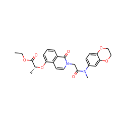 CCOC(=O)[C@@H](C)Oc1cccc2c(=O)n(CC(=O)N(C)c3ccc4c(c3)OCCO4)ccc12 ZINC000029050511