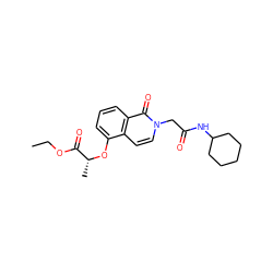 CCOC(=O)[C@@H](C)Oc1cccc2c(=O)n(CC(=O)NC3CCCCC3)ccc12 ZINC000002712346