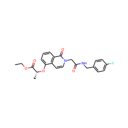 CCOC(=O)[C@@H](C)Oc1cccc2c(=O)n(CC(=O)NCc3ccc(F)cc3)ccc12 ZINC000002712351