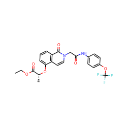 CCOC(=O)[C@@H](C)Oc1cccc2c(=O)n(CC(=O)Nc3ccc(OC(F)(F)F)cc3)ccc12 ZINC000002712340