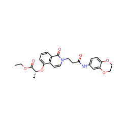 CCOC(=O)[C@@H](C)Oc1cccc2c(=O)n(CCC(=O)Nc3ccc4c(c3)OCCO4)ccc12 ZINC000029048358