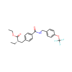 CCOC(=O)[C@@H](CC)Cc1ccc(C(=O)NCc2ccc(OC(F)(F)F)cc2)cc1 ZINC000653805756