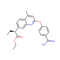 CCOC(=O)[C@@H](CC)c1ccc2c(C)cc(Oc3ccc(C(=N)N)cc3)nc2c1 ZINC000013535206