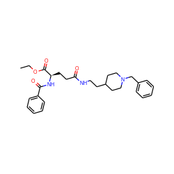 CCOC(=O)[C@@H](CCC(=O)NCCC1CCN(Cc2ccccc2)CC1)NC(=O)c1ccccc1 ZINC001772610295