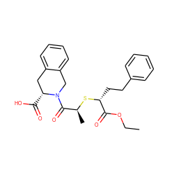 CCOC(=O)[C@@H](CCc1ccccc1)S[C@@H](C)C(=O)N1Cc2ccccc2C[C@H]1C(=O)O ZINC000073224375