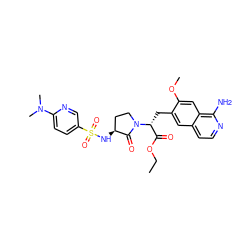 CCOC(=O)[C@@H](Cc1cc2ccnc(N)c2cc1OC)N1CC[C@H](NS(=O)(=O)c2ccc(N(C)C)nc2)C1=O ZINC000142599075