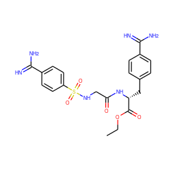 CCOC(=O)[C@@H](Cc1ccc(C(=N)N)cc1)NC(=O)CNS(=O)(=O)c1ccc(C(=N)N)cc1 ZINC000013781570