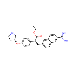 CCOC(=O)[C@@H](Cc1ccc2cc(C(=N)N)ccc2c1)c1ccc(O[C@H]2CCNC2)cc1 ZINC000013735899