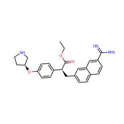 CCOC(=O)[C@@H](Cc1ccc2ccc(C(=N)N)cc2c1)c1ccc(O[C@H]2CCNC2)cc1 ZINC000013735905