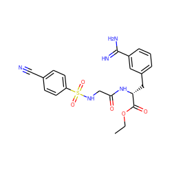 CCOC(=O)[C@@H](Cc1cccc(C(=N)N)c1)NC(=O)CNS(=O)(=O)c1ccc(C#N)cc1 ZINC000013781574