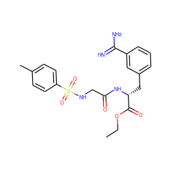 CCOC(=O)[C@@H](Cc1cccc(C(=N)N)c1)NC(=O)CNS(=O)(=O)c1ccc(C)cc1 ZINC000013781568