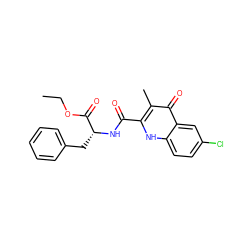 CCOC(=O)[C@@H](Cc1ccccc1)NC(=O)c1[nH]c2ccc(Cl)cc2c(=O)c1C ZINC001772656499