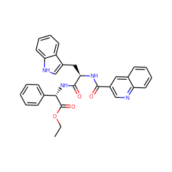 CCOC(=O)[C@@H](NC(=O)[C@@H](Cc1c[nH]c2ccccc12)NC(=O)c1cnc2ccccc2c1)c1ccccc1 ZINC000027078181