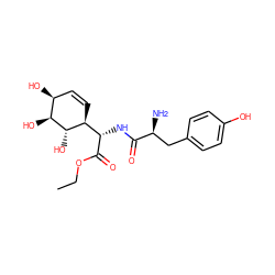 CCOC(=O)[C@@H](NC(=O)[C@@H](N)Cc1ccc(O)cc1)[C@@H]1C=C[C@H](O)[C@H](O)[C@H]1O ZINC000026508276