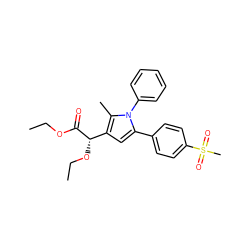 CCOC(=O)[C@@H](OCC)c1cc(-c2ccc(S(C)(=O)=O)cc2)n(-c2ccccc2)c1C ZINC000040431073