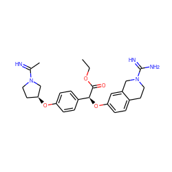 CCOC(=O)[C@@H](Oc1ccc2c(c1)CN(C(=N)N)CC2)c1ccc(O[C@H]2CCN(C(C)=N)C2)cc1 ZINC000013782215