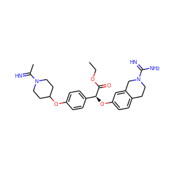 CCOC(=O)[C@@H](Oc1ccc2c(c1)CN(C(=N)N)CC2)c1ccc(OC2CCN(C(C)=N)CC2)cc1 ZINC000003951374