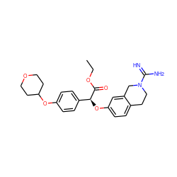 CCOC(=O)[C@@H](Oc1ccc2c(c1)CN(C(=N)N)CC2)c1ccc(OC2CCOCC2)cc1 ZINC000013782196