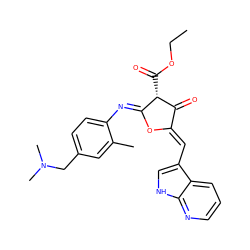 CCOC(=O)[C@@H]1C(=O)/C(=C/c2c[nH]c3ncccc23)O/C1=N\c1ccc(CN(C)C)cc1C ZINC000221218438