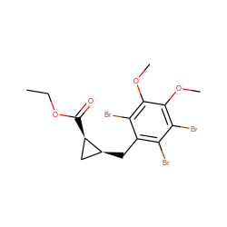 CCOC(=O)[C@@H]1C[C@@H]1Cc1c(Br)c(Br)c(OC)c(OC)c1Br ZINC001772584712