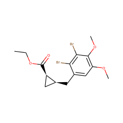 CCOC(=O)[C@@H]1C[C@@H]1Cc1cc(OC)c(OC)c(Br)c1Br ZINC001772610834